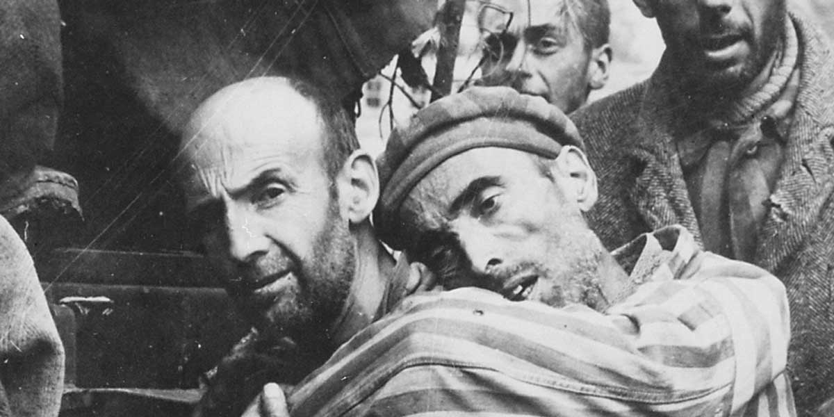 Former prisoners at Wobbelin Concentration Camp after its liberation by the 82nd Airborne, May 4, 1945.