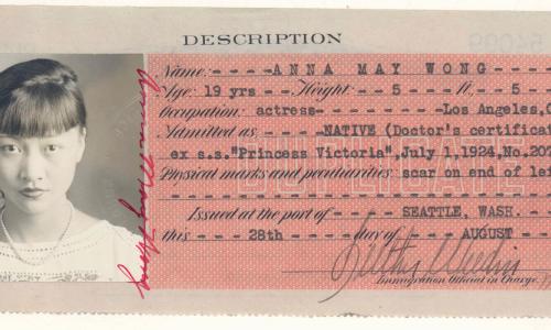 Anna May Wong Certificate of Identity