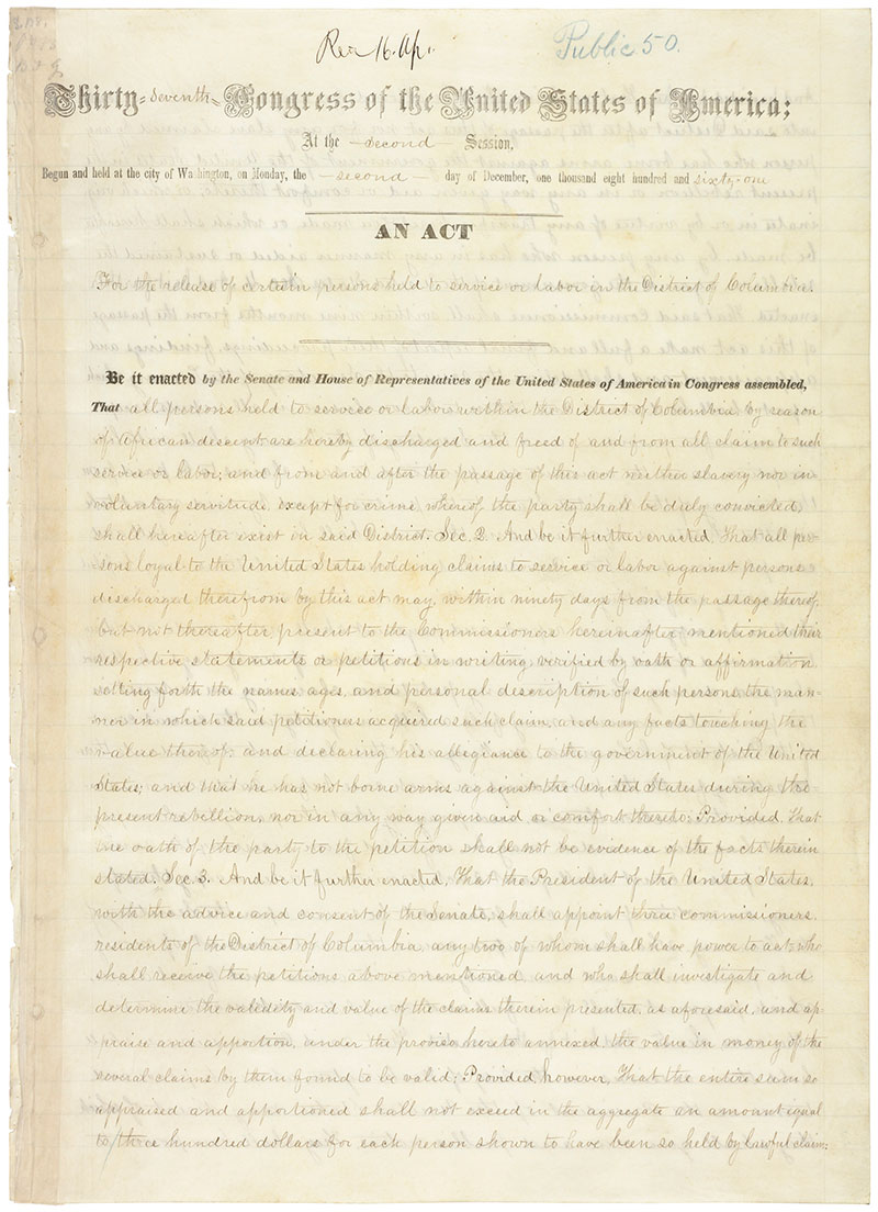 DC Emancipation Act, page 1