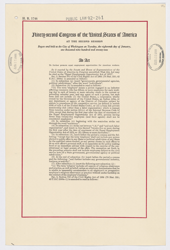 Equal Employment Opportunity Act of 1972, page 1