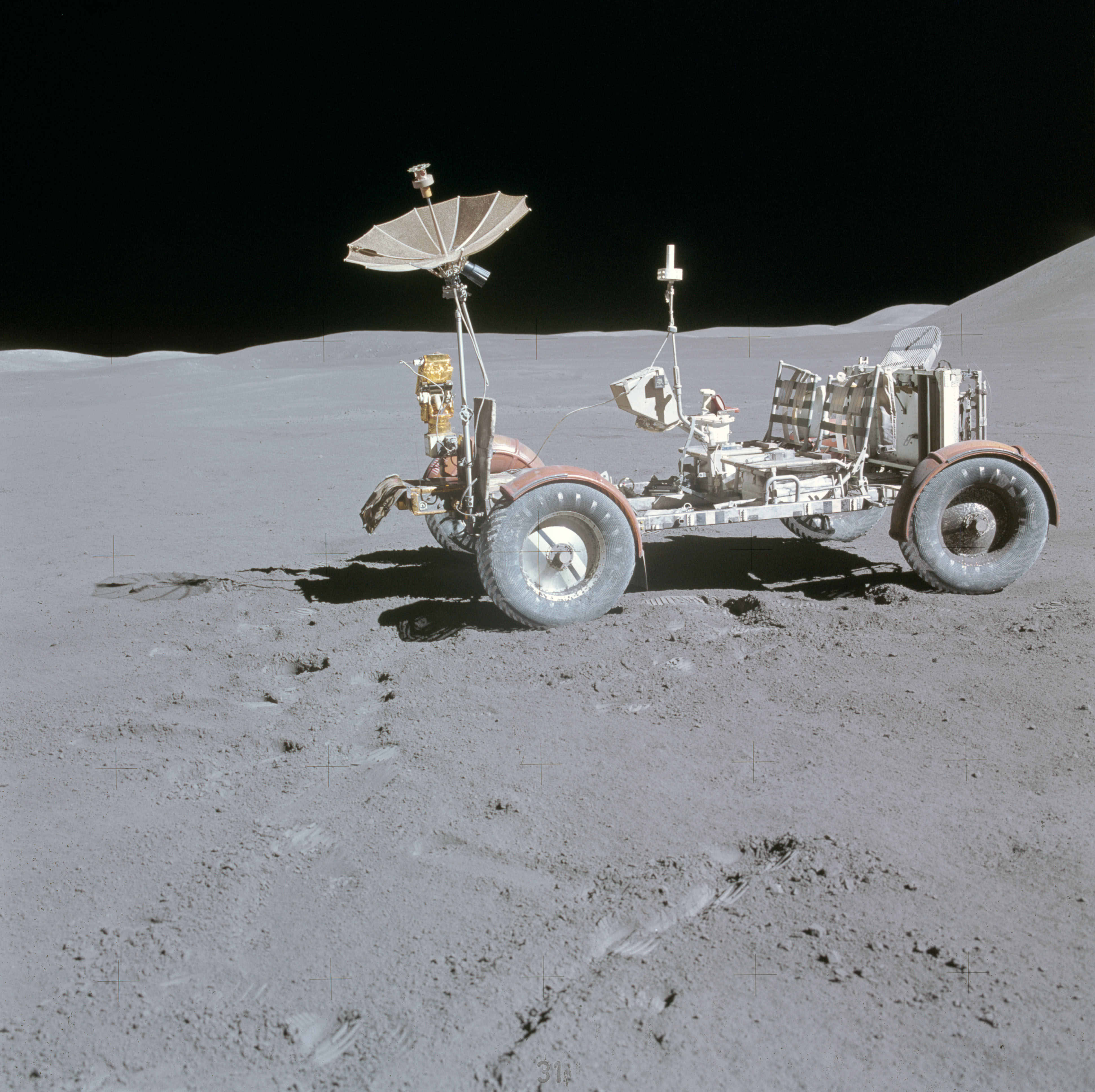 Photograph of the lunar roving vehicle (LRV) from Apollo 15, August 197