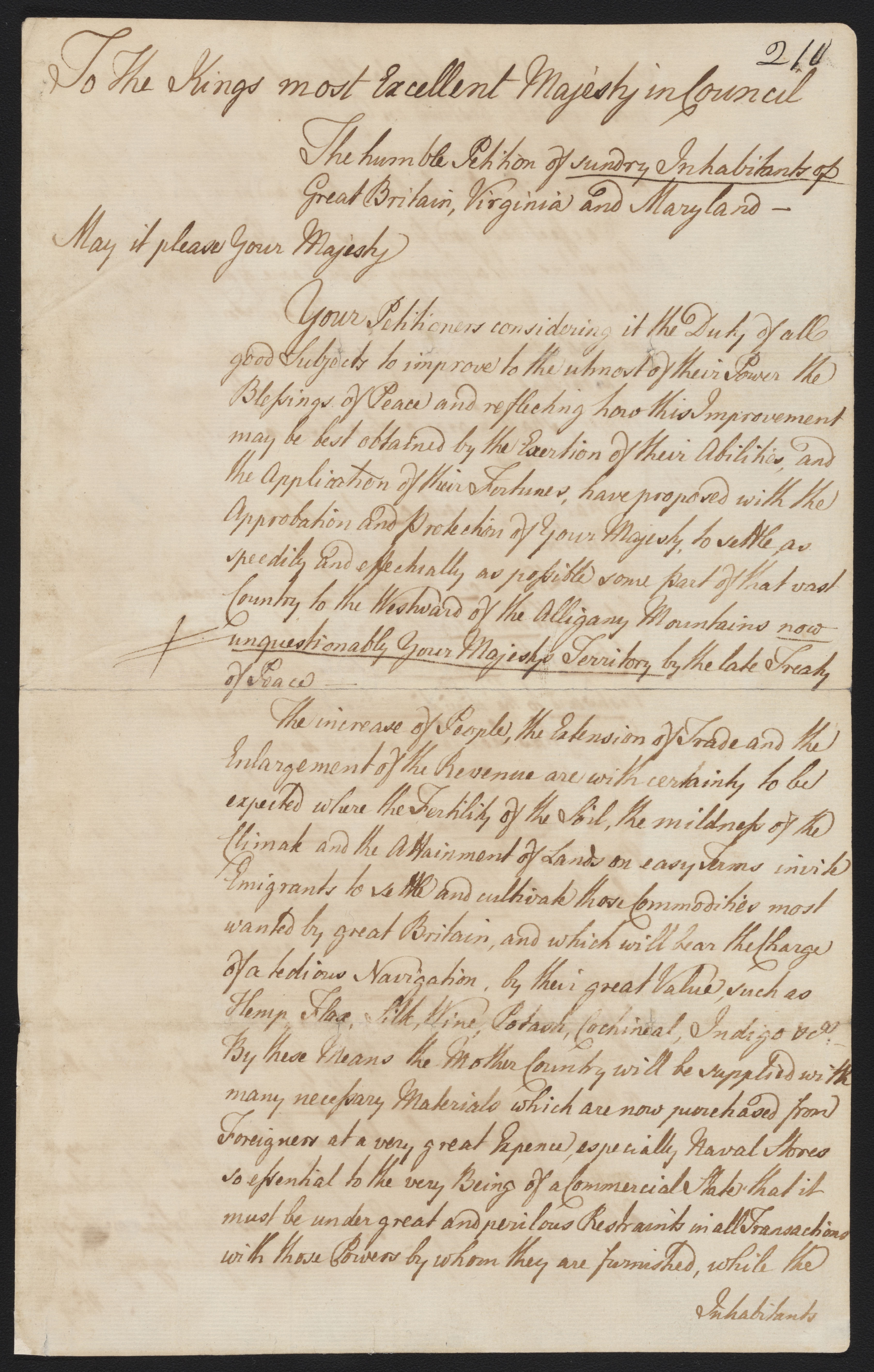Petition of proprietors of Mississippi Company to the King of England