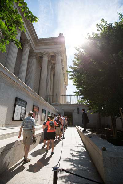 Visitors waiting to enter the National Archives Museum