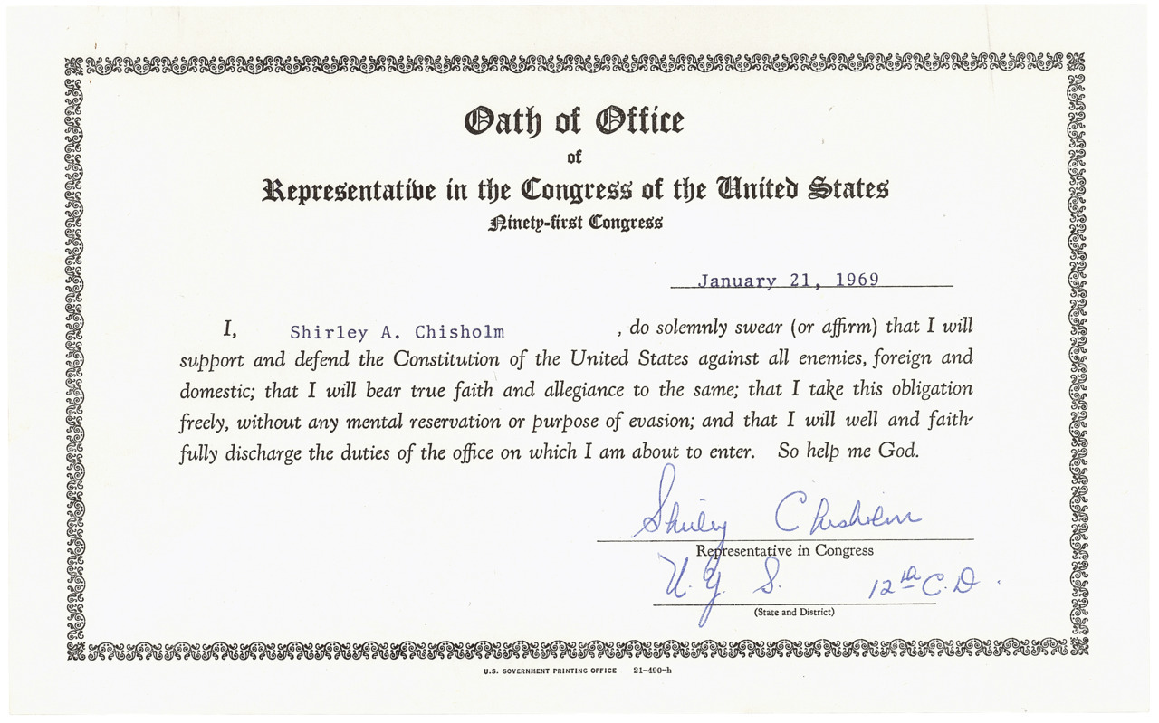 Shirley Chisholm's Oath of Office