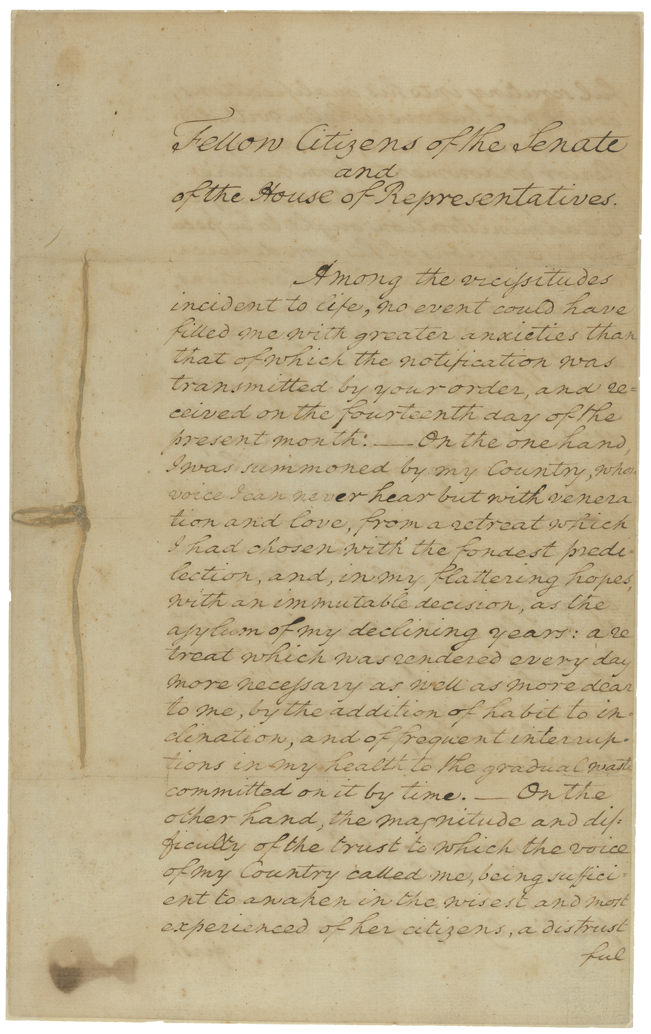 George Washington's Inaugural Address, page 1