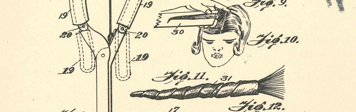 Marjorie Joyner submitted drawing for permanent wave machine, 1928, sheet 3, detail