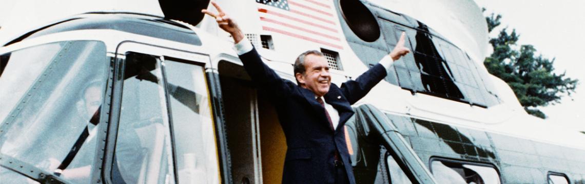 President Nixon departing White House