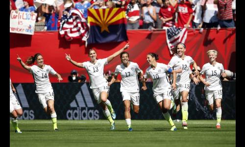 Women's Soccer Team celebrates in 2015